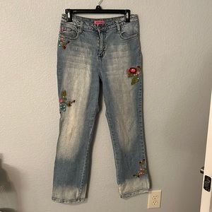 vintage wide leg embroidered jeans